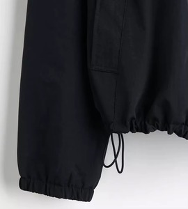 Chaqueta Acolchada con Capucha para Hombre, Negra, Cortavientos, con Cierre, Informal, para Otoño, de Poliéster, Color Sólido, para Deportes al Aire Libre, Corte Regular - Product Image 3