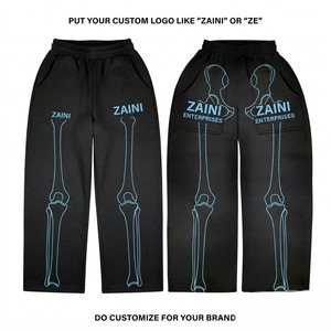 Pantalon homme en tissu premium 320 GSM, écologique, imperméable, polyester/coton, délavé à l'acide, noir, coupe ample, multi-poches, fermeture éclair - Product Image 1