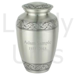 Urna Clásica de Latón Grabada con Laurel y Hojas, Urna para Cenizas de Adultos, Diseño Tradicional, Recuerdo Conmemorativo, Funeral, Entierro - Product Image 4