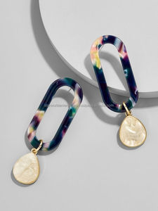 Antique Women's Unique Resin <b>Crystal</b> Epoxy Polished Environmental Friendly Earrings - Product Image 2