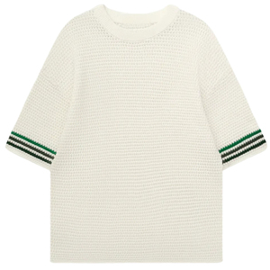 Camiseta de punto de ganchillo para hombre, manga corta, transpirable, de algodón, estilo casual, para verano, ropa de calle, venta al por mayor, OEM, fábrica personalizada - Product Image 1