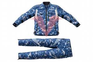 Traje de Motociclismo para Hombre, Azul, Camuflaje Digital, Chaqueta y Pantalones Cortavientos con Protección - Product Image 5