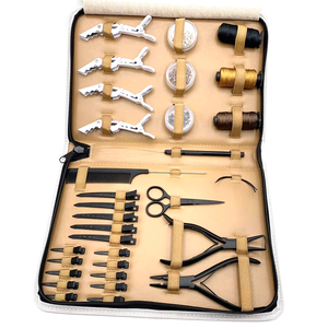 Professional Commercial Use Hair Extension Training <b>Kit</b> Weft Extension Tool <b>Bead</b> Plier Scissor Crocodile Clips Thread Comb - Product Image 1