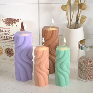 Molde de Silicona para Velas de Aromaterapia, Diseño de Olas de Agua, Patrón Hailang, Cilíndrico Irregular, Resina de Yeso - Product Image 2