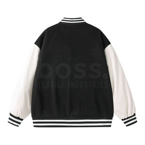 Veste d'hiver stylée de type varsity en tissu doux avec col en tricot côtelé et fermeture avant à boutons-pression durables - Product Image 2