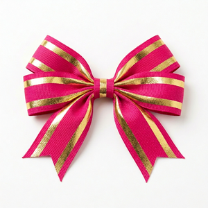 Neelkamal Industries 25mm Hot Pink Gold Metallic Ribbon Premium Decorative Trim for Gift Wrapping Luxury Packaging - Product Image 4