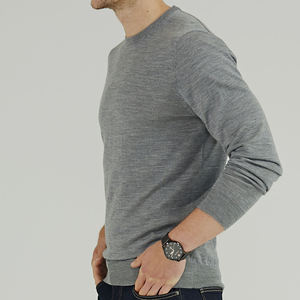 Sudadera Gris de Manga Larga para Hombre, Suave, Transpirable, Informal, Corte Regular, Básica, Lisa, Otoño, Poliéster/Algodón - Product Image 1