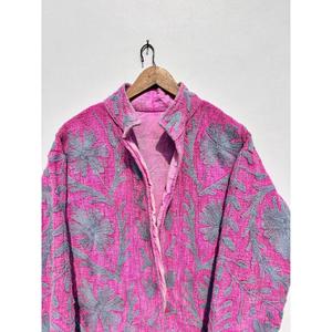 Velvet Suzani Embroidered Winter Boho Unisex Kimono <b>Jacket</b> Stand Collar Full Sleeve Thick Eco-Friendly - Product Image 4