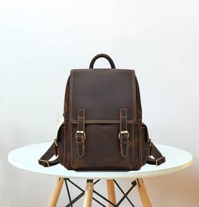 Elegant Vintage Leather <b>Backpack</b> Waterproof Anti-Theft Laptop Rucksack Genuine Leather Daypack LBP-0322 - Product Image 1