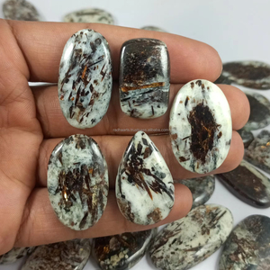 Anillo de Cabujón de Astrophyllita Natural, Piedras Preciosas Mixtas Ovaladas, Redondas, en Forma de Pera y Cuadradas, en Plata de Ley 925 - Product Image 2