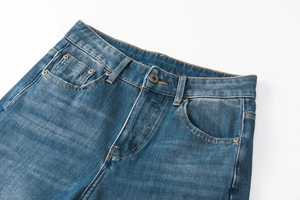 Pantalones Vaqueros de Mezclilla Rectos de Cintura Media para Hombre, Estilo Vintage, de Alta Calidad, Ajustados, con Bolsillos, Ligeramente Elásticos, de Pierna Ancha, Largos - Product Image 3