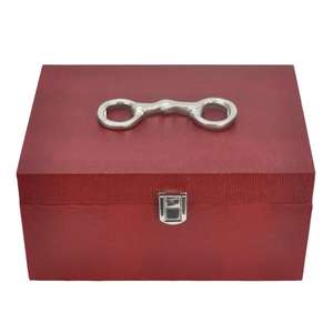 Multifunctional Style <b>Large</b> Storage Boxes & <b>Bins</b> Red Color Pure Leather Customizable Luxury Gift Box Silver Horse Bit Handle - Product Image 2
