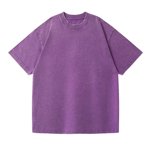 T-shirt en jersey 100% coton, coupe ample, col rond, manches courtes, style vintage délavé à l'acide, logo personnalisé imprimé en sérigraphie, style décontracté - Product Image 5