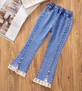 Pantalon long décontracté en jean à trous pour filles, grande taille, imprimé floral et dessin animé, style graffiti, printemps-automne - Product Image 3