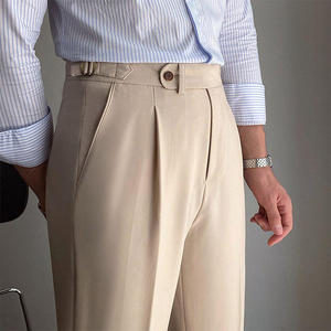 Pantalon Chino Homme Slim Beige Confortable et Élégant en Tissu de Haute Qualité, Taille Haute, Personnalisé - Product Image 4