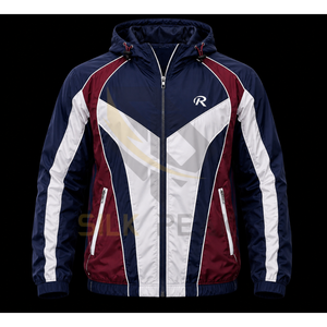 Veste de sport coupe-vent à capuche pour homme, streetwear, 2 en 1, couleur contrastée, manches longues, fermeture éclair sur le devant, poches latérales, nylon léger, hiver - Product Image 1