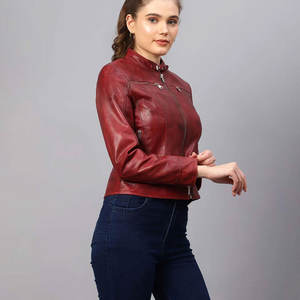 เสื้อแจ็คเก็ตหนังสำหรับผู้หญิง เสื้อผ้าสำหรับใส่กลางแจ้ง ผลิตในปากีสถาน วัสดุคุณภาพสูง เสื้อแจ็คเก็ตหนังแท้สำหรับผู้หญิง ขายออนไลน์ - Product Image 6