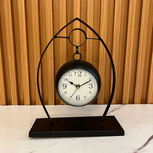 Black Metal Desk <b>Clock</b> For Modern Interior Decoration With Sleek Tabletop Design And Functional Time Display - Product Image 1