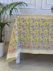 Vintage Cotton Block Print Table Cloth Boho Farmhouse Decor Wedding Table Top Cover for Kitchen Dining Wedding <b>Tablecloth</b> - Product Image 4