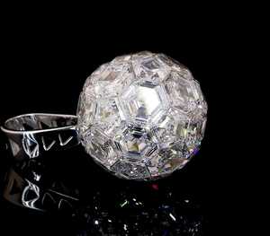 28ct Blue White Lab Grown Diamond <b>Ball</b> Charm 14K White Gold Hexagon Cut Invisible Setting Geometric <b>Sphere</b> Pendant Yellow Gold - Product Image 3