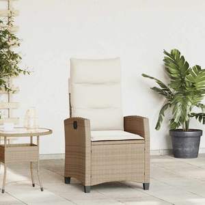 Sedia da Giardino Reclinabile in Rattan PE Beige Standard - Product Image 1