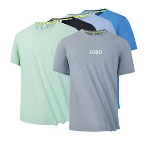 T-shirt de sport pour homme personnalisé avec logo, de haute qualité, à séchage rapide, uni, pour la course à pied, la gym et le fitness - Product Image 4