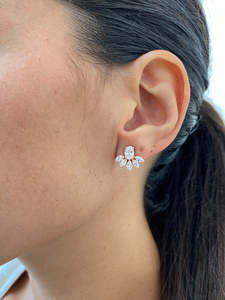 Luxury Oval Cut Lab Grown Diamond Cluster <b>Earrings</b> IGI Certified Marquise Fan Crown 10K 14K 18K Rose Gold Women <b>Fine</b> Ear <b>Studs</b> - Product Image 5