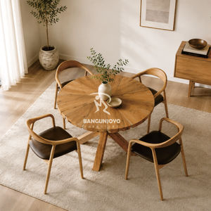 Juego de Mesa de Comedor Redonda Ajustable Moderna con Sillas Ahorradoras de Espacio, Muebles de Comedor de Madera Ideales para Casas de Campo y Apartamentos - Product Image 2