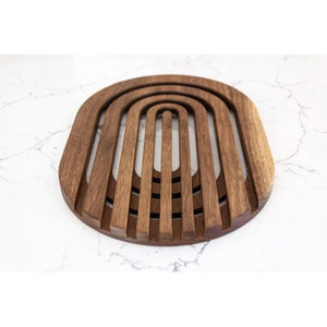 Socle en bois sculpté à la main pour plat chaud, résistant à la chaleur, décoration de table de cuisine, motif floral géométrique, support pour plat chaud - Product Image 6