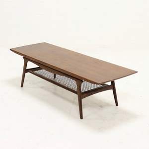 Mesa de Centro de Madera de Teca con Estante de Almacenamiento de Malla Industrial - Product Image 1