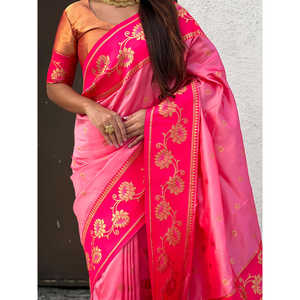Sari en soie douce rose pâle Lotus Paithani par Elite Weaves 650g Vêtements indiens et pakistanais - Product Image 2