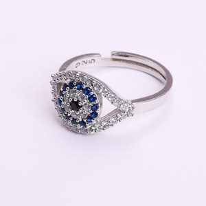925 Sterling Silver Evil Eye Adjustable <b>Ring</b> with Blue Sapphire Spiritual CZ Stones Protection Adjustable <b>Wedding</b> Party <b>Ring</b> - Product Image 1