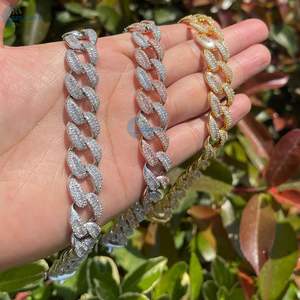 สร้อยข้อมือคิวบันลิงค์เพชรแล็บโกรว์ 20 มม. แบบฝังเพชรเต็มเส้น ทรงบาแกตต์ สไตล์ฮิปฮอป สร้อยข้อมือสไตล์แร็ปเปอร์สำหรับผู้ชาย - Product Image 3