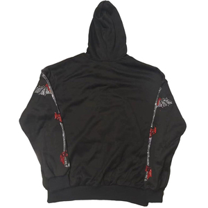 Men's <b>Gothic</b> Rhinestone <b>Hoodie</b> Skeleton Print Oversized Zippered Sweatshirt Regular Fit Knitted Polyester Autumn Style - Product Image 3