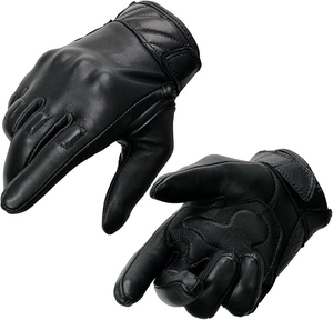 Samroz Sports Men's Grey Perforated Leather Full Finger Motorcycle Hand <b>Gloves</b> W/Breathable ‘Open Knuckle - Product Image 1