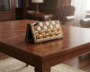 Échiquier Rectangulaire Rustique Poli Écologique ILAHI 100% Fait Main en Bois Pur Style Animalier/Amoureux Taille Personnalisée - Product Image 5