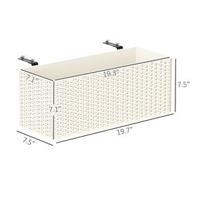Set di 2 Vasi da Fiori da 20 Pollici per Ringhiera, Effetto Rattan Bianco, Cesti Sospesi con Fori di Drenaggio e Ganci per Recinzione - Product Image 3