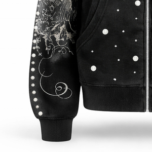 Sudadera con Capucha Decorada con Perlas y Pedrería, Mangas con Diseño de Ángel, Transpirable - Product Image 3