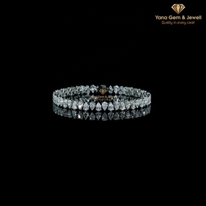 สร้อยข้อมือเทนนิสทรงลูกแพร์แบบสลับขึ้นลง 10 กะรัตเพชร CVD แล็บโกรว์ 14k ทองคำแท้ ความใส VVS-VS สี D-E-F - Product Image 1