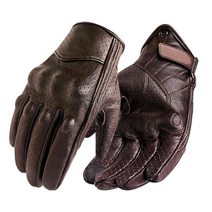 Gants en cuir perforés Cafe Racers, antidérapants, imperméables, respirants, compatibles écran tactile, pour la gym, demi-doigts, légers - Product Image 2