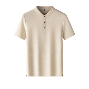 Men's 100% Cotton Short Sleeve Knitted Casual Solid Anti-Wrinkle Button Front Regular Fit <b>Shirt</b> 220g Fabric - Product Image 6