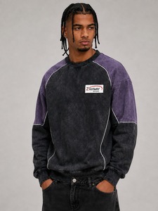 Premium Men Acid Wash Sweatshirt <b>Crewneck</b> With Smooth Inner Fabric Strong Stitching Modern Apparel Acid Wash Tracksuit for Men - Product Image 2