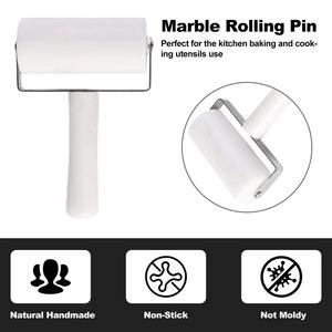 White Marble Rolling Pin Perfect for <b>Pizza</b> Base Dough Preparation Home Baking Restaurant Bakery Cafe Pastry And Bread <b>Tool</b> - Product Image 3