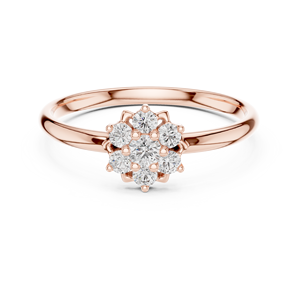 Anillo solitario de oro amarillo macizo de 14k para mujer, con diamante de corte redondo minimalista en forma de flor, para compromiso, aniversario, regalo de boda - Product Image 6