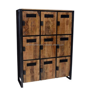 Armario de hierro de estilo Industrial 2024, estante de puerta de madera sólido, los mejores muebles de sala de estar para el hogar, comedor, almacenamiento escolar hecho a mano - Product Image 1