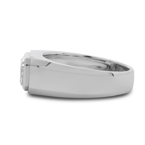 Bague de mariage masculine en or blanc 14 carats avec diamant de laboratoire taille émeraude 3 carats serti clos, bande conique, certifiée IGI - Product Image 6