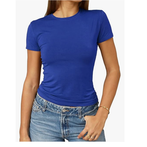 T-shirts d'été pour femmes de haute qualité à épaules tombantes et manches courtes, logo personnalisé, séchage rapide - Product Image 1