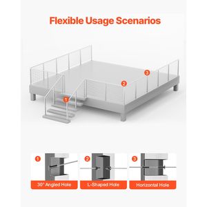1 Confezione di Pali per Ringhiera in Acciaio Inox 42x2x2 Pollici con Cavo Pre-Forato per Terrazze e Scale - Product Image 5