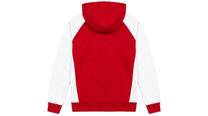 เสื้อฮู้ดซิปแขนยาวสีแดงสำหรับผู้ชาย แขนเสื้อสีขาว มีกระเป๋าหน้า เสื้อสเวตเชิ้ตลำลองสำหรับใส่ในฤดูใบไม้ร่วง - Product Image 3