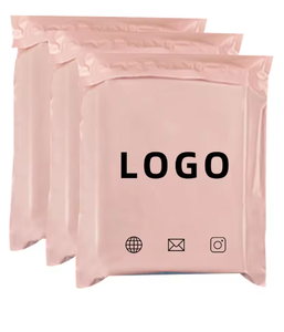 Sacs postaux recyclables en polyéthylène avec poignée, logo personnalisé imprimé, blanc, noir, bleu, rose, pour les achats en ligne - Product Image 5